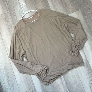 James Perse Raglan Tshirt cotton double layered mens Brown (medium) casual basic